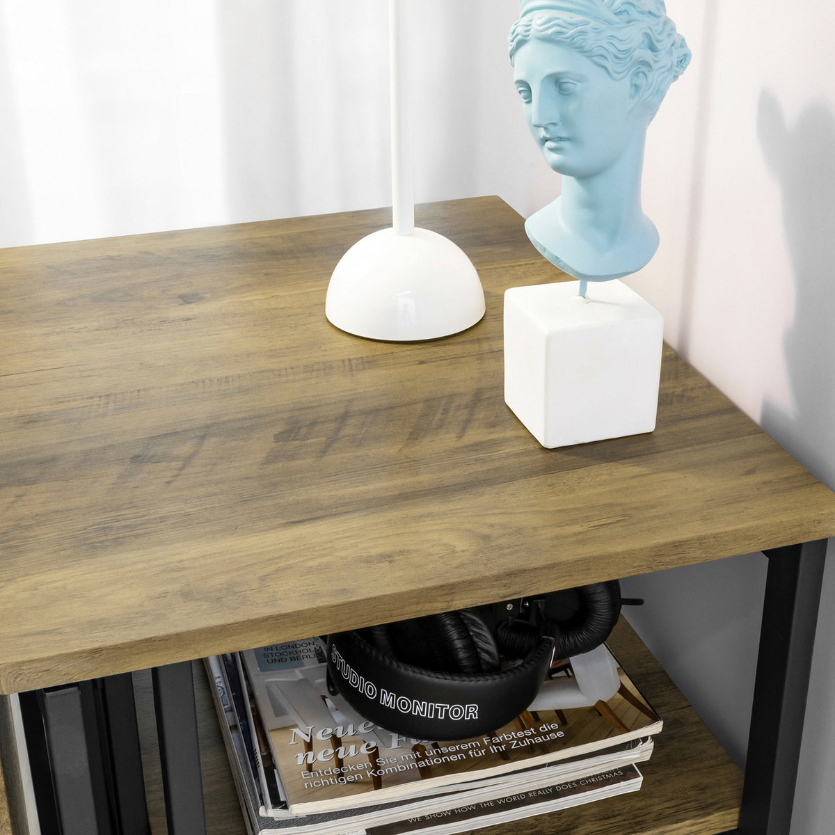 SoBuy FWT85-F Bureau Informatique Pliant Table de Bureau avec Étagère à 3 Niveaux Travail Pliable