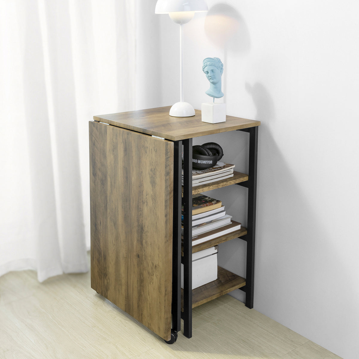 SoBuy FWT85-F Bureau Informatique Pliant Table de Bureau avec Étagère à 3 Niveaux Travail Pliable