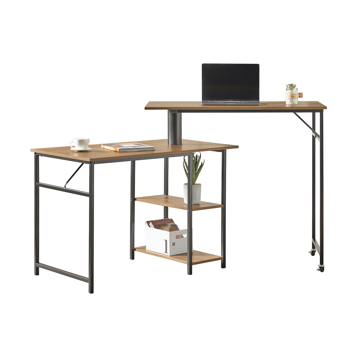SoBuy FWT93-F Bureau Informatique Bureau Rotatif 360°, Bureau d'angle, Bureau Assis Debout