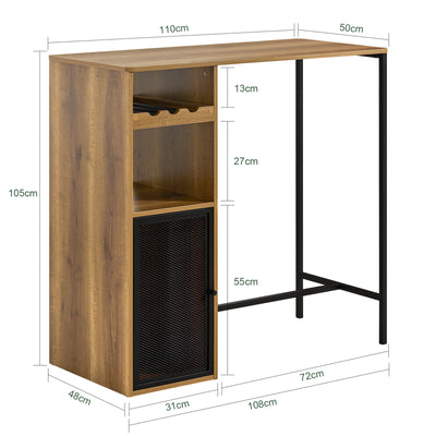 SoBuy FWT97-PF Masă de bar, Masă înaltă, Masă de dining, Masă de bucătărie cu suporturi pentru pahare și sticle