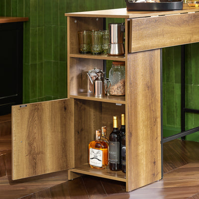 SoBuy FWT98-PF Masă Înaltă de Bucătărie cu Blat Extensibil – Masă Bar pentru Spații Mici, Masă Modernă pentru Sufragerie, Bar pentru Bucătărie, Living sau Cafenea 120 × 45/63 × 95cm