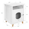 SoBuy HAT01-W Table d’Appoint, Bout de Canapé, Table de Chevet, Maison de Toilette pour Chat avec 1 Compartiment Ouvert et 1 Porte