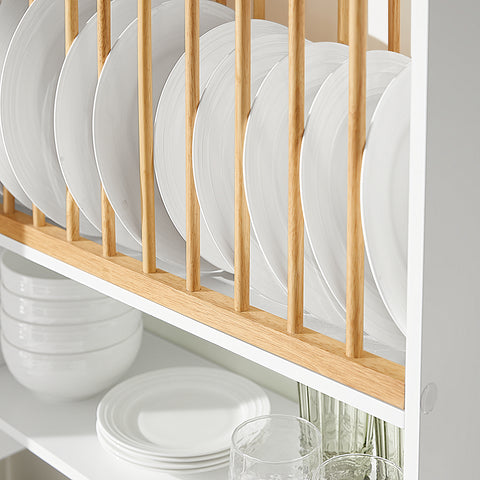 SoBuy Bucătărie cu vase de mâncare pentru a susține perete bucătărie cu 7 cârlige 76x47x12 cm KCR09-W