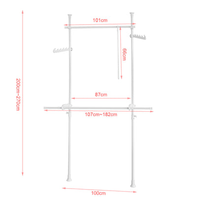 SoBuy KLS02-W Garde-Robe Penderie Télescopique 2 Barres Portant de Vêtement