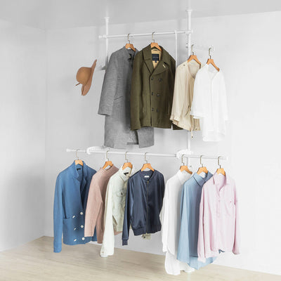 SoBuy KLS02-W Garde-Robe Penderie Télescopique 2 Barres Portant de Vêtement