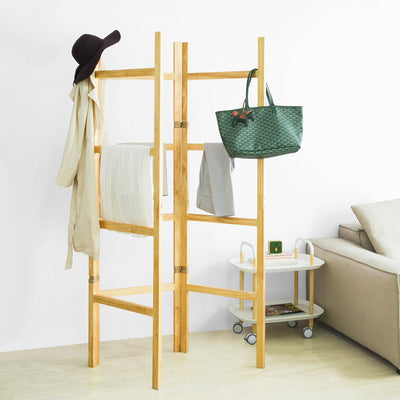 SoBuy KLS06-N Porte-serviettes sur Pied Portemanteau Pliant Paravent Séparateur Pièce Cloison 3 panneaux en pin massif