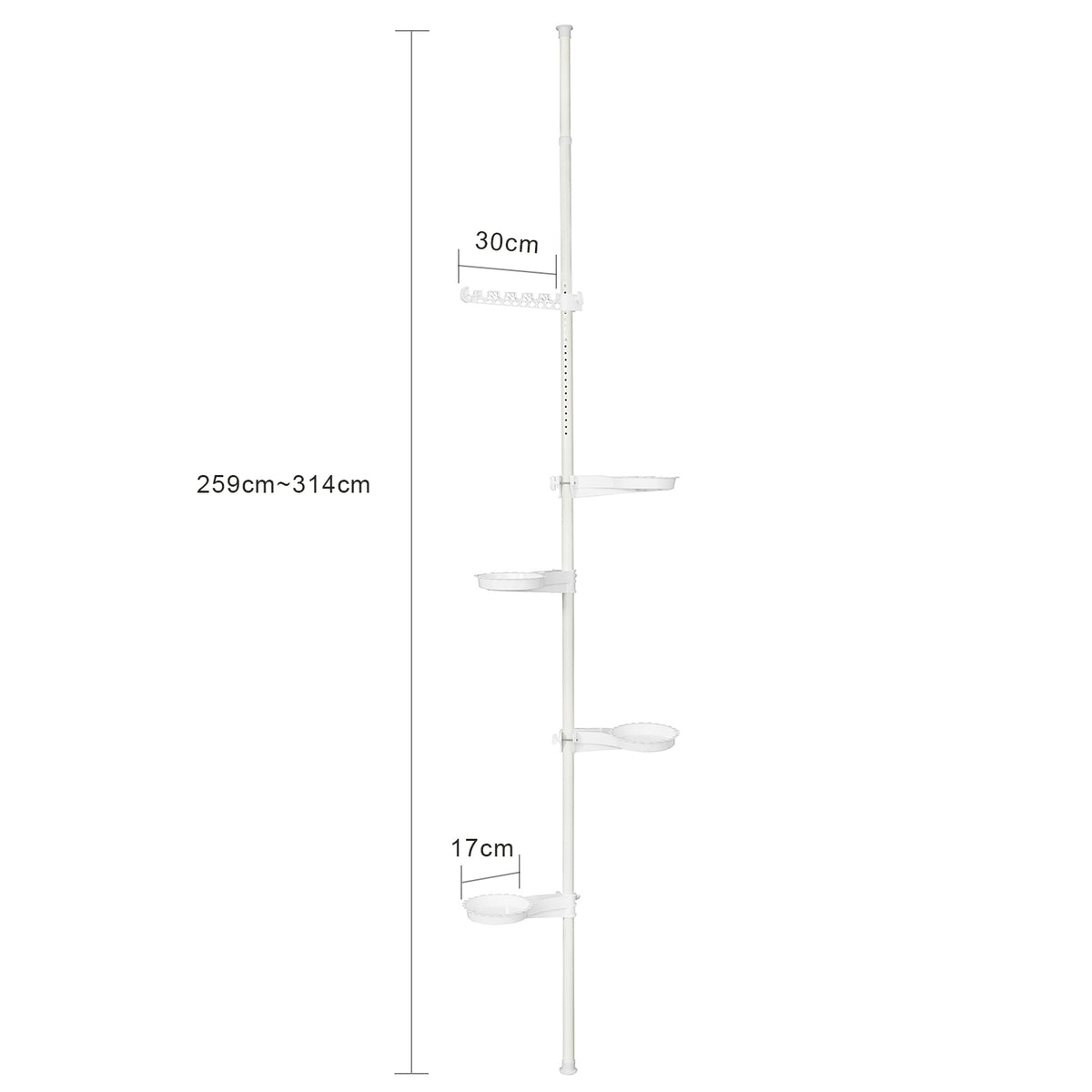 SoBuy KLS09-W Suport Telescopic Ghivece de Flori din Metal, Etajeră Suport Plante