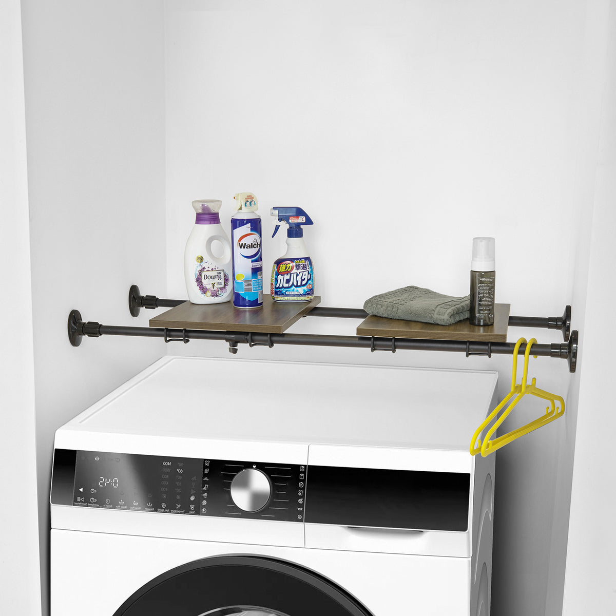 SoBuy KLS10-SCH Étagère Murale Flottante Organisateur Séparateurs d'étagères Étagère de Tension réglable Extensible de 75-127 cm, Noir