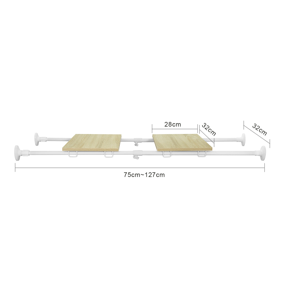 SoBuy KLS10-W Raft de Perete Plutitor Organizator Separatoare pentru Rafturi Raft Extensibil cu Tensiune Reglabilă