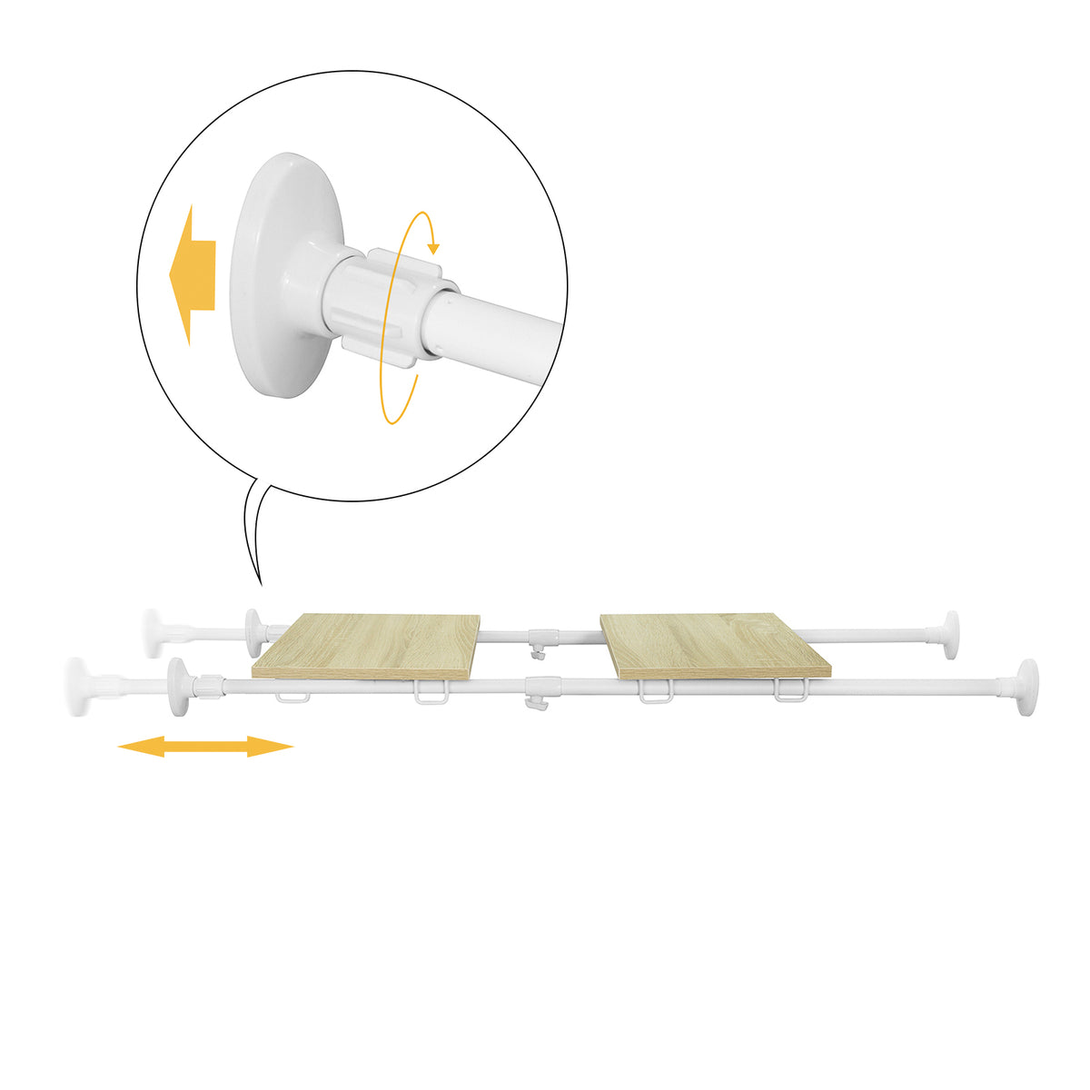 SoBuy KLS10-W Raft de Perete Plutitor Organizator Separatoare pentru Rafturi Raft Extensibil cu Tensiune Reglabilă