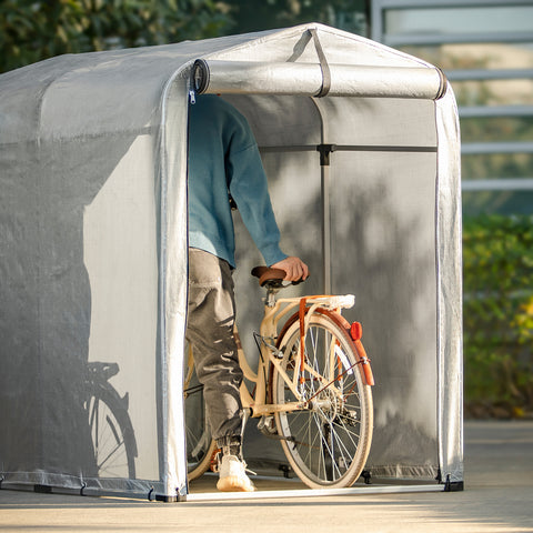 SoBuy Cortina pentru biciclete impermeabile Protecția UV UV Cortina de garaj pentru bicicletă perdea de grădină multifuncțională în culoare argintiu, 120x176x163 cm, KLS11