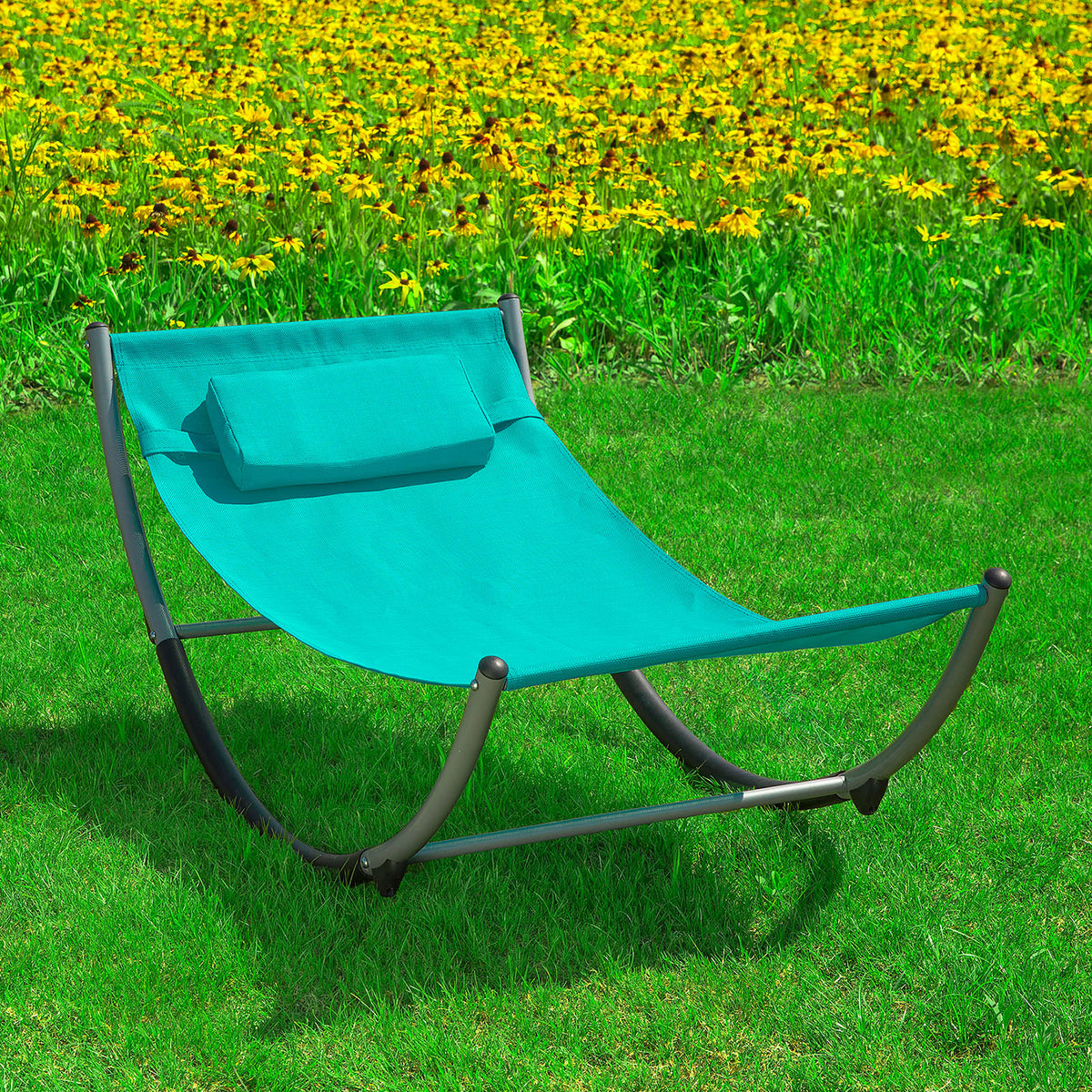 SoBuy KMB04-B Șezlong balansoar pentru copii din metal și material textil