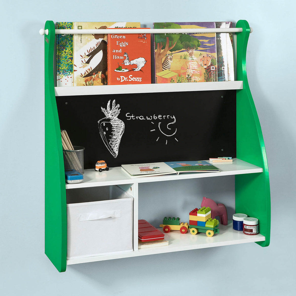 SoBuy KMB09-GR Étagère à Livres Enfants Bibliothèque Étagère Murale