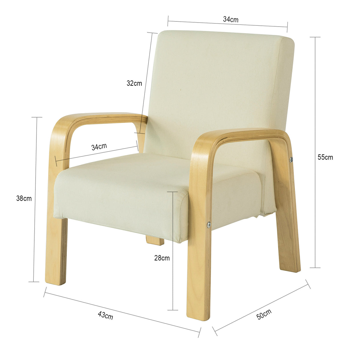 SoBuy KMB20-W Fotoliu pentru copii cu cotiere, canapea relaxantă, scaun confortabil