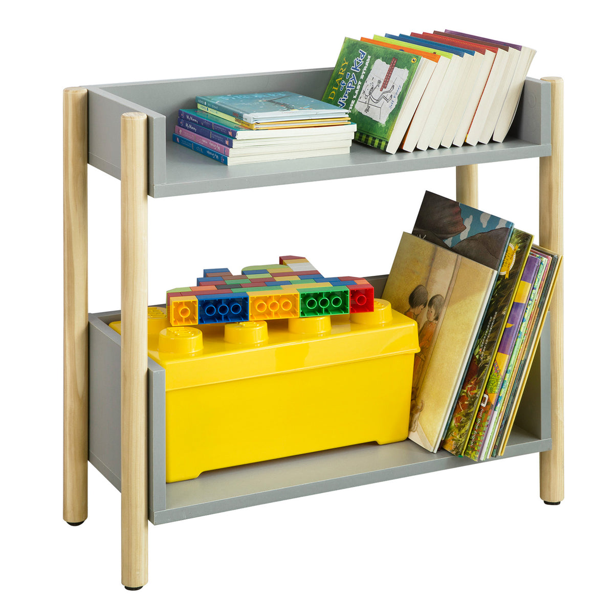 SoBuy KMB28-HG Bibliothèque pour Enfants à 2 Étages Étagère à Livres Enfants