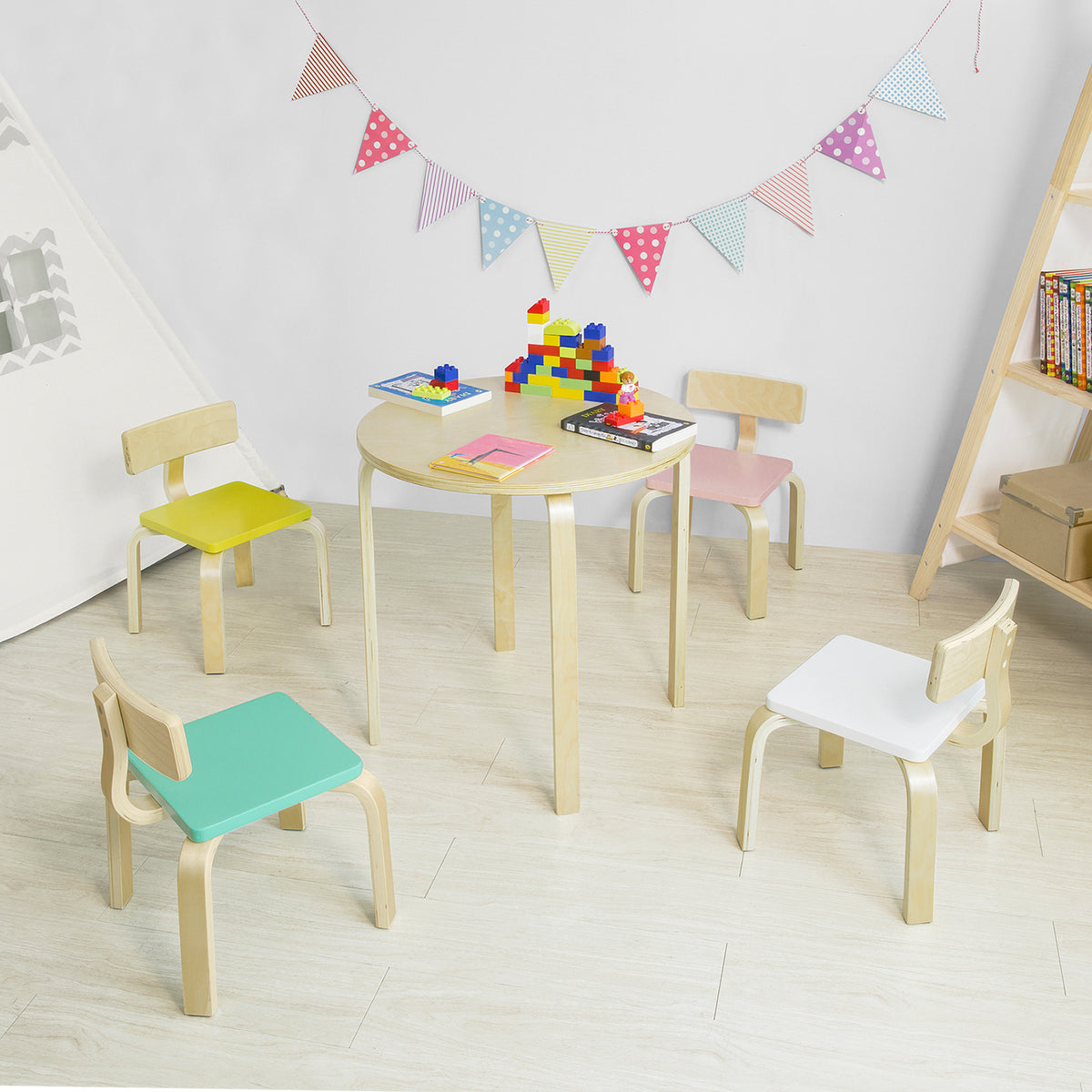SoBuy KMB29-HB Scaun pentru copii din lemn de mesteacăn Scaun confortabil pentru copii