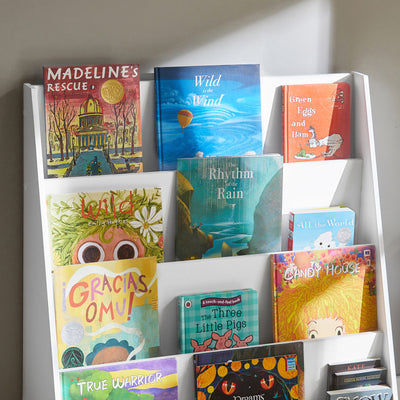 SoBuy KMB32-W Bibliotecă pentru Copii, Organizator Jucării Copii, Bibliotecă Cărți cu 4 Niveluri, Raft Cărți, Mobilier de Depozitare pentru Camera Copiilor, Birou, Living, Alb, 80x30x88 cm