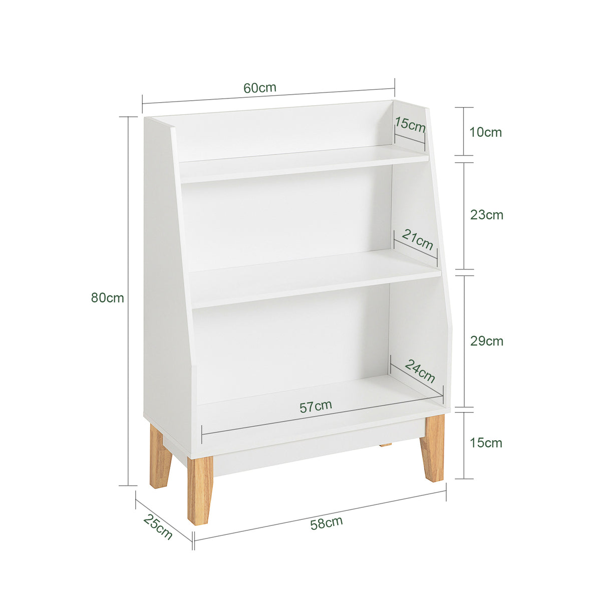 SoBuy KMB47-W Bibliothèque Étagère à Livres Étagère de Rangement pour Livres et Jouets Enfant, Porte-revues avec 3 étagères, 60x25x80 cm