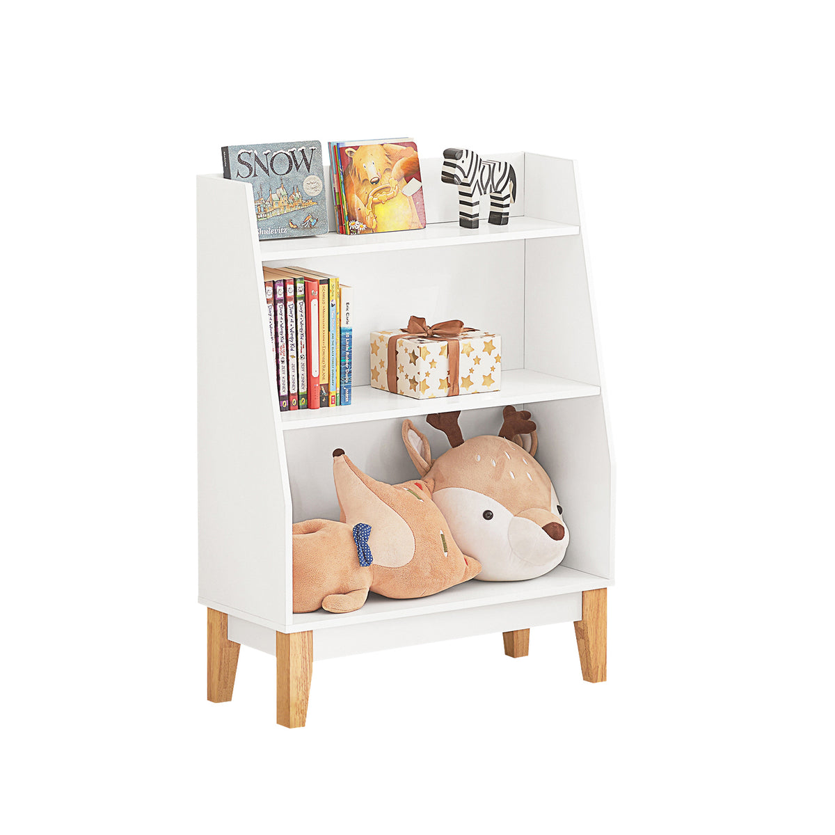 SoBuy KMB47-W Bibliothèque Étagère à Livres Étagère de Rangement pour Livres et Jouets Enfant, Porte-revues avec 3 étagères, 