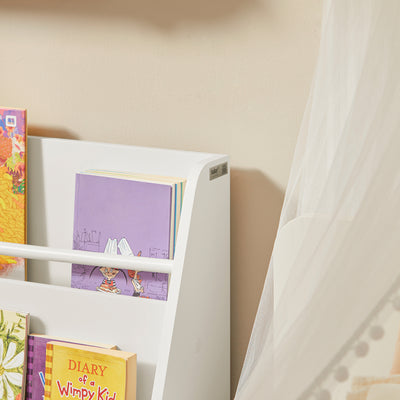 SoBuy KMB56-W Bibliothèque Enfant Étagère de Rangement Jouets pour Enfants Étagère à Livres, Étagères à 2 hauteurs, 2 Compartiments