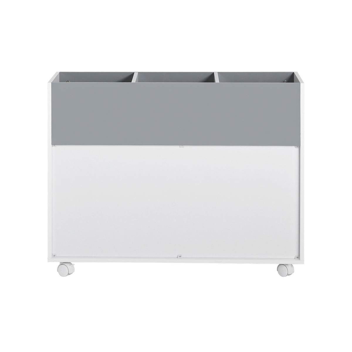 SoBuy KMB61-HG Étagère pour Enfants avec 3 Compartiments et 3 Boîtes en Tissu Amovible, Étagère pour Chambre d'enfant avec roulettes