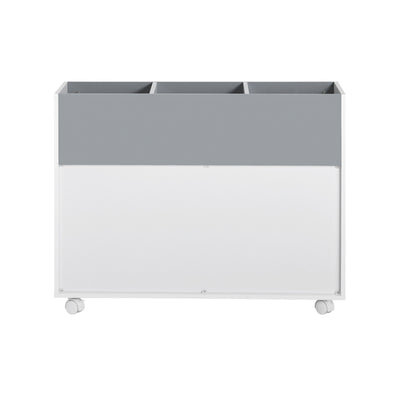 SoBuy KMB61-HG Étagère pour Enfants avec 3 Compartiments et 3 Boîtes en Tissu Amovible, Étagère pour Chambre d'enfant avec roulettes