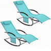 SoBuy OGS28-HBx2 Lot de 2 Chaise Longue Transat de Jardin Bascule avec Appui-tête Réglable et Pochette latérale