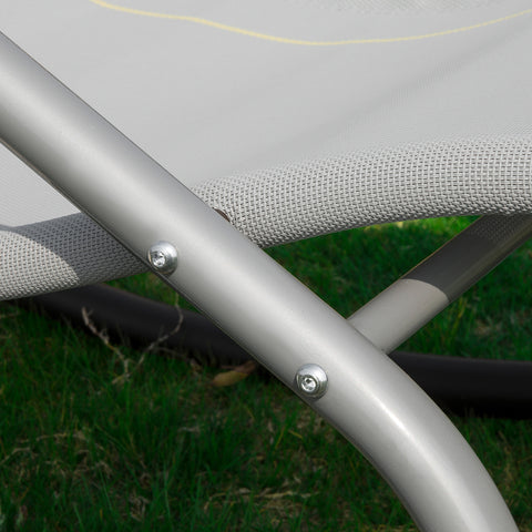 SoBuy Fotoliu de balansare pentru scaun de punte cu tetiera și buzunar gri OGS28-HG