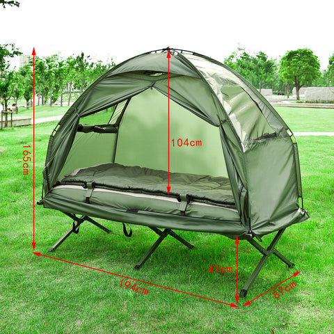SoBuy Curta de camping pentru bancă pliabilă cu saltea și 1 pungă de grămadă verde, capacitate maximă 160 kg, OGS32-GR