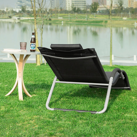 SoBuy Scaun pentru scaune pentru scaune de grădină în pulbere de fier și TESL, negru, OGS38-Shore