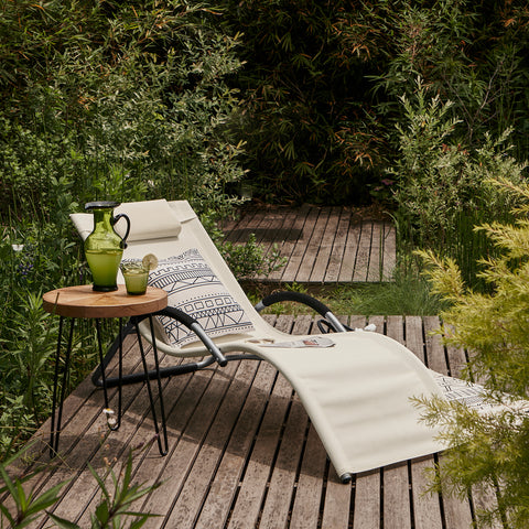 SoBuy Pat de grădină pentru scaune pentru scaune în pulbere de fier și țesătură Teslin, alb, OGS38-W