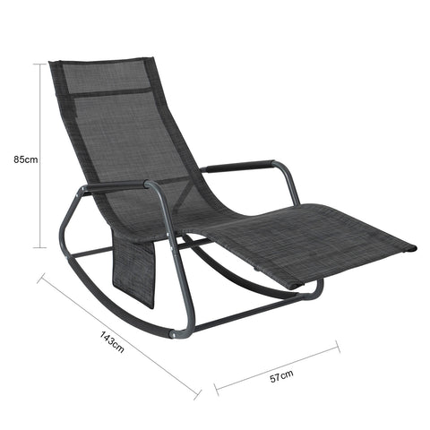 SoBuy Fotociul balansoar de grădină cu scaun balansoar extern cu buzunar lateral adus până la 150 kg OGS47-MS gri închis