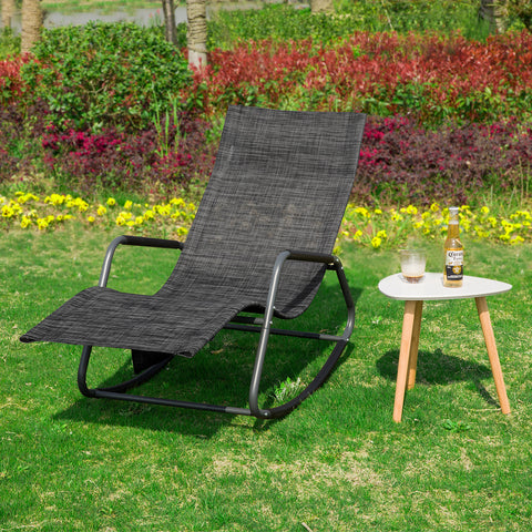 SoBuy Fotociul balansoar de grădină cu scaun balansoar extern cu buzunar lateral adus până la 150 kg OGS47-MS gri închis