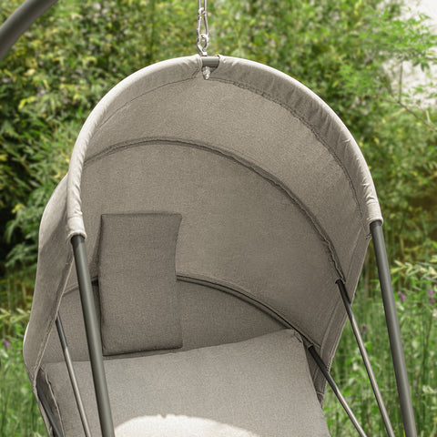 SoBuy Atoptomă de lux suspendat cu cadru+pernă de scaun moale+spătar captusit, coș suspendat, pentru interioare și în aer liber, coș de balansare, gri, OGS57-HG