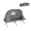 SoBuy OGS60-HG Pat pliant de camping din aluminiu ușor, 3 în 1 cu acoperiș anti-UV + saltea gonflabilă integrată + geantă de transport, 1 persoană