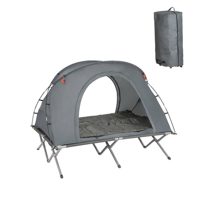 SoBuy OGS60-L-HG Lit de Camping 2 Personnes 3 en 1 – Toit Anti-UV, Matelas Gonflable Intégré, Charge 300 kg, Sac à Roulettes,