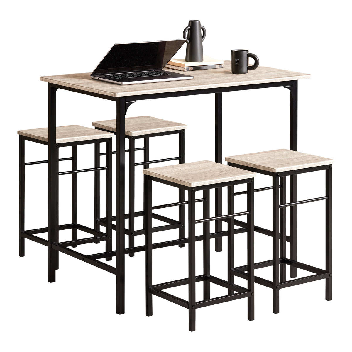 SoBuy OGT11-N Set de 1 Table + 4 Tabourets Ensemble table de bar bistrot