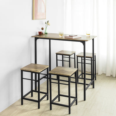 SoBuy OGT11-XL Set de 1 Table + 4 Tabourets Ensemble Table de Bar bistrot + 4 tabourets avec Repose-Pieds Table Mange-Debout Table Haute Cuisine