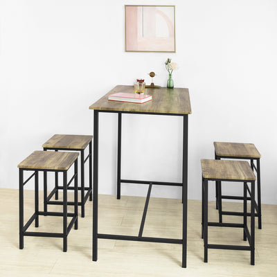 SoBuy OGT11-XL Set de 1 Table + 4 Tabourets Ensemble Table de Bar bistrot + 4 tabourets avec Repose-Pieds Table Mange-Debout Table Haute Cuisine