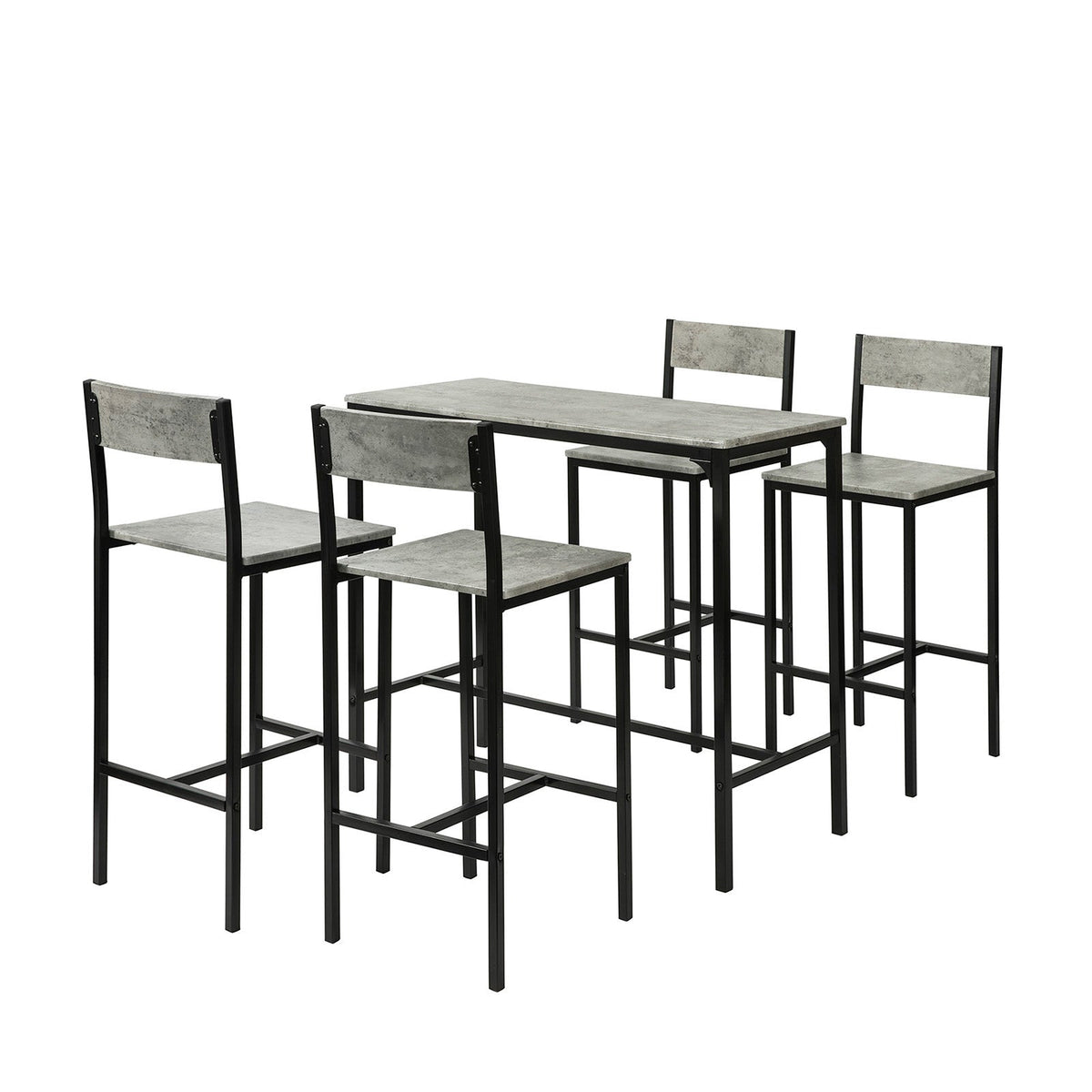 SoBuy OGT14-HG Set de Table Haute + 4 Chaises de Bar Ensemble Table de Bar + 4 Tabourets de Bar avec Repose-Pieds