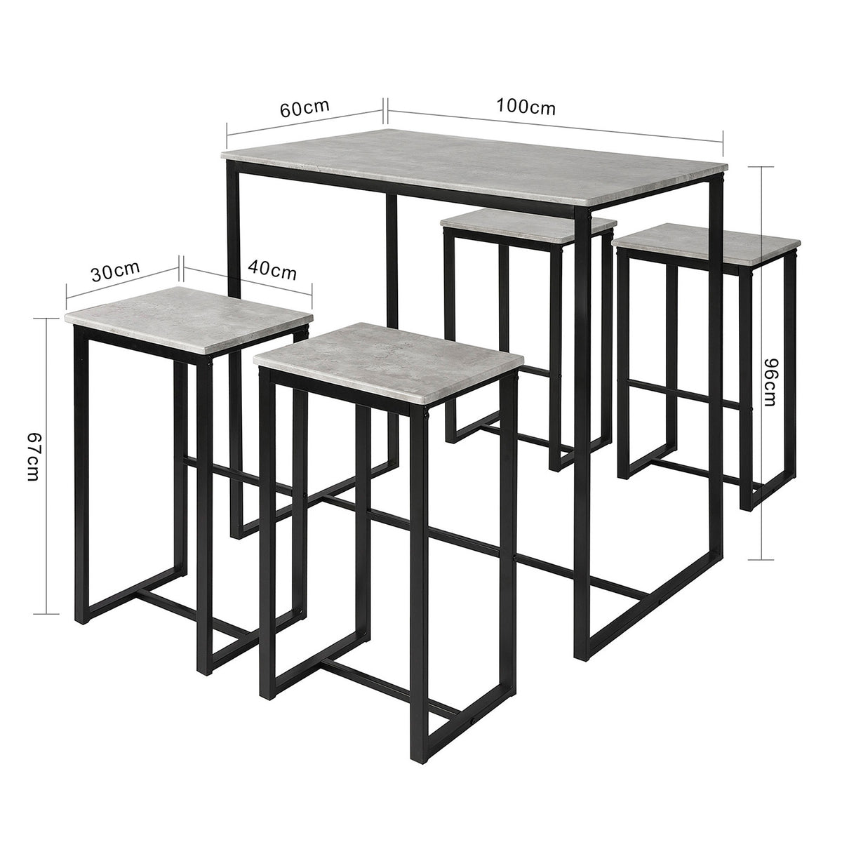 SoBuy OGT15-HG Set 1 masă + 4 scaune set masă de bar bistro