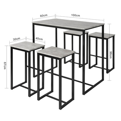 SoBuy OGT15-HG Set 1 masă + 4 scaune set masă de bar bistro