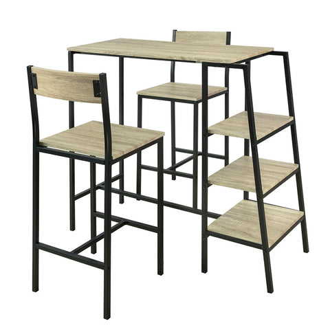SoBuy Masă și scaune bucătărie din lemn de masă înaltă cu 2 scaune OGT16-N