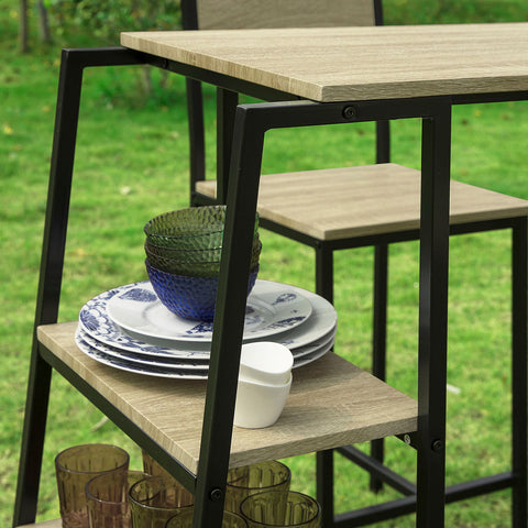 SoBuy Masă și scaune bucătărie din lemn de masă înaltă cu 2 scaune OGT16-N