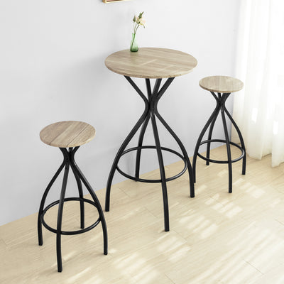 SoBuy OGT21-SCH Set 1 Masă + 2 Scaune Set Masă de Bar Bistro + 2 scaune cu Suport pentru Picioare