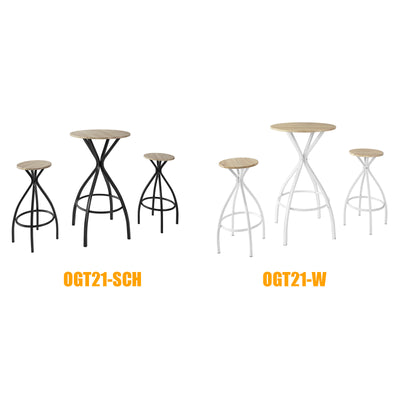 SoBuy OGT21-SCH Set 1 Masă + 2 Scaune Set Masă de Bar Bistro + 2 scaune cu Suport pentru Picioare