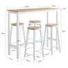 SoBuy OGT22-WN Set Masă + 4 Scaune de Bar Set Masă de Bar Bistro + 4 Scaune de Bar cu Suport pentru Picioare