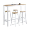 SoBuy OGT22-WN Set Masă + 4 Scaune de Bar Set Masă de Bar Bistro + 4 Scaune de Bar cu Suport pentru Picioare