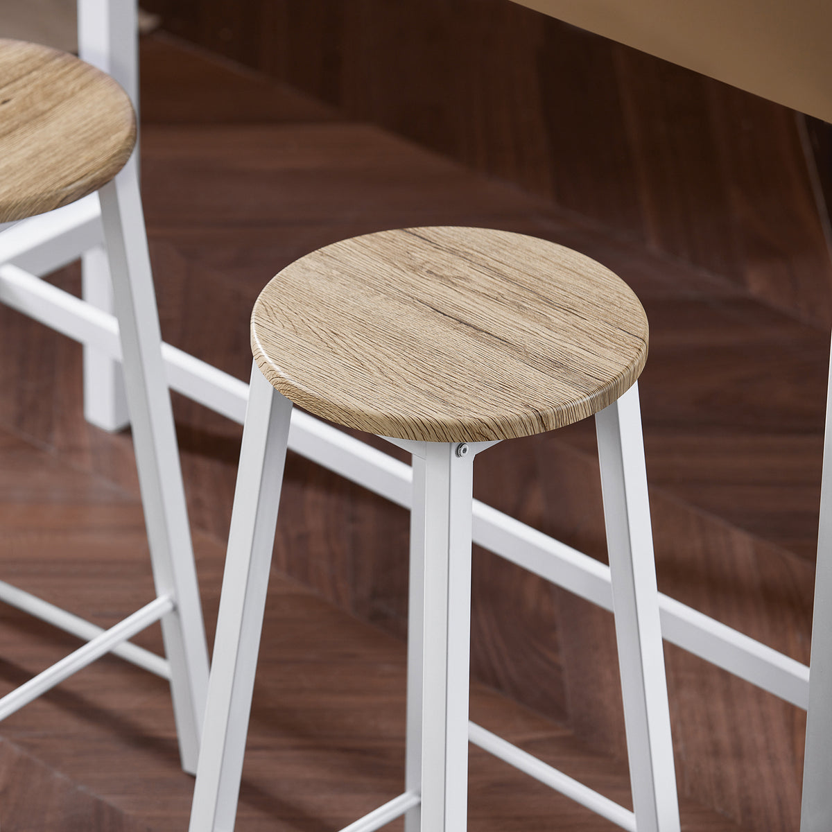 SoBuy OGT22-WN Set Masă + 4 Scaune de Bar Set Masă de Bar Bistro + 4 Scaune de Bar cu Suport pentru Picioare
