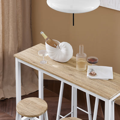 SoBuy OGT22-WN Set Masă + 4 Scaune de Bar Set Masă de Bar Bistro + 4 Scaune de Bar cu Suport pentru Picioare